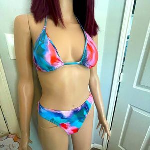 NWOT SHEIN Watercolor Bikini Swimsuit - L